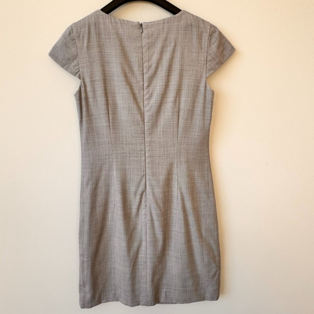 Theory Rikae/Eyre Wool Blend Cap Y2K Sleeve Sheath Dress Grey - Picture 4 of 8